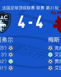 勒阿弗尔4-4梅斯，萨马塔破僵，艾因扳平比分